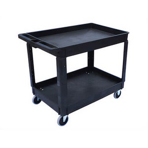 Toter® UCL00-S0001 Heavy Duty Two Shelf Utility Cart, Small Lipped Cart with Straight Handle
