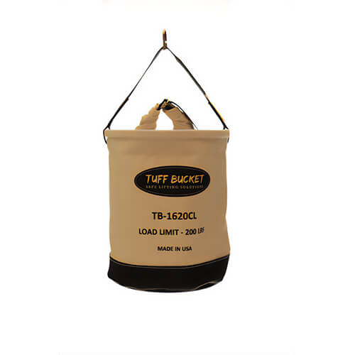 Tuff Bucket TB-1620CV Round Canvas Bucket with Vinyl Coated Polyester Base, 30 oz Untreated Canvas, 200 lb Closure Load Rating
