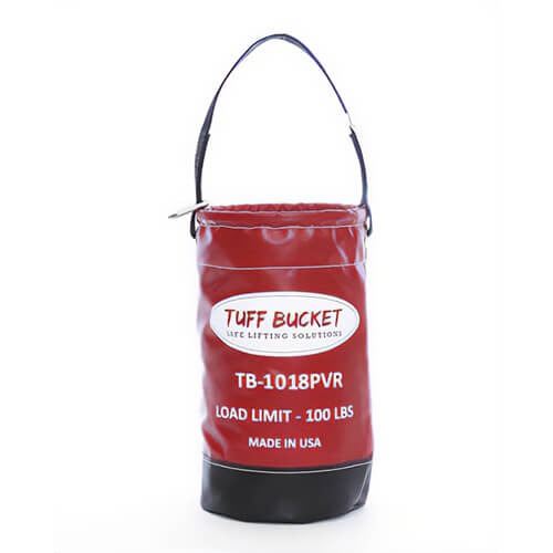Tuff Bucket TB-1018PVR Red Vinyl Bucket with Vinyl Coated Polyester Base, 100 lb Closure Load Rating, 18 in Height