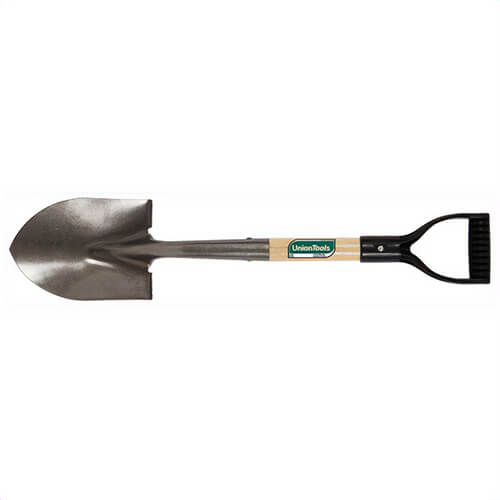UnionTools® 163037900 Mini Shovel, Steel Blade, 8-1/2 in L x 6 in W, Round Point Blade Point, 10-3/4 in L Wood Handle