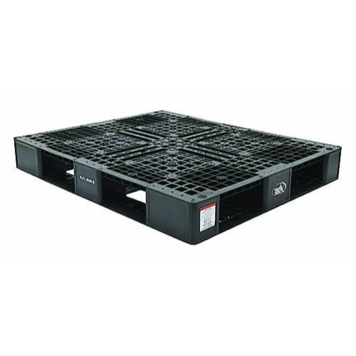 Vestil PLP2-4840-BLACK Pallet, 39-1/2 in L x 47-3/8 in W x 6 in H, Plastic, 2200 lb