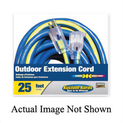 Voltec 05-00348 Kwik Kustom Type SJTW Extension Cord, 300 VAC, 15 A, 1875 W, 50 ft L Cord, 3 Conductors