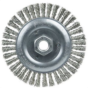 Weiler® 08806 Roughneck® Stringer Knotted Wheel, Stainless Steel, 5 in x 0.020 x 5/8-11, 5 ea