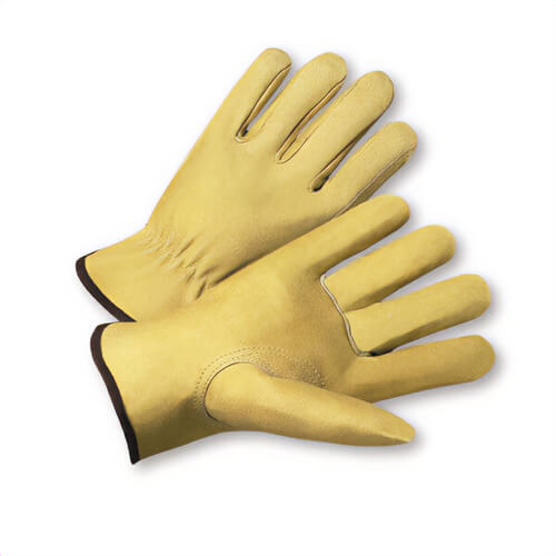 PIP® 994K/XL Unisex General Purpose Gloves, Drivers/Work, Gunn Cut/Keystone Thumb Style, XL, Grain Pigskin Leather Palm, Grain Pigskin Leather, Natural
