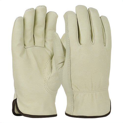 PIP® 994KP/L Unisex General Purpose Gloves, Drivers/Work, Gunn Cut/Keystone Thumb Style, L, Grain Pigskin Leather Palm, Grain Pigskin Leather, Natural