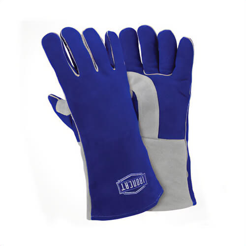 PIP® 9051 Welding Glove, Premium Grade, Split Cowhide Leather, Heat Resistant, Cotton/Foam Lining, 14 in Length, Blue