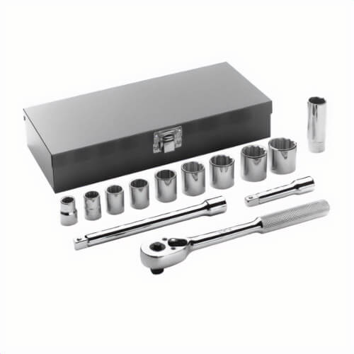 Wright® A31 Socket Set, Imperial, 12 Points, 3/8 in Drive, 13 pc